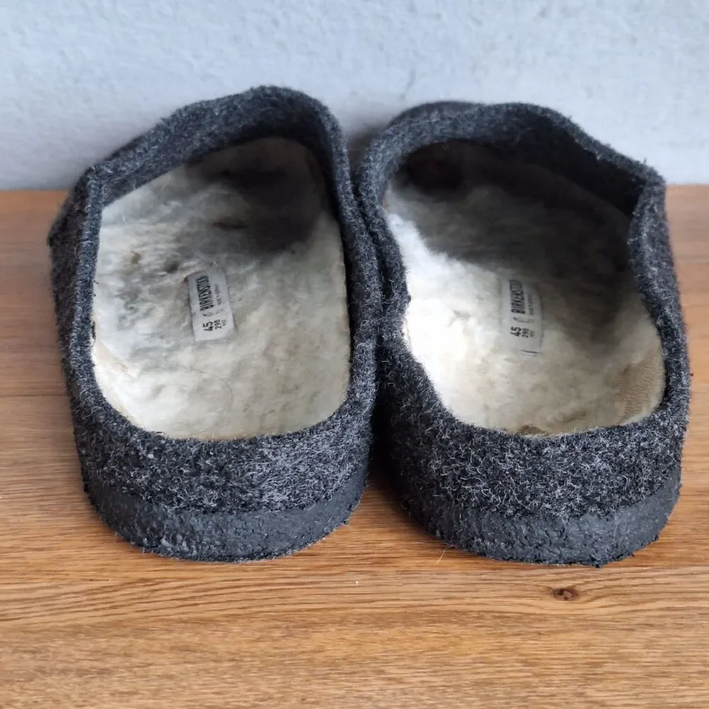 Birkenstock Zermatt Slippers Men Wool Felt Shearling Charcoal EU 45 US 12